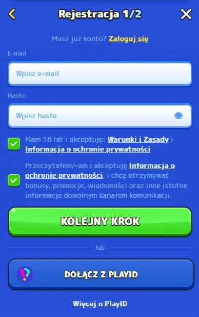 Rejestracja Pistolo Casino